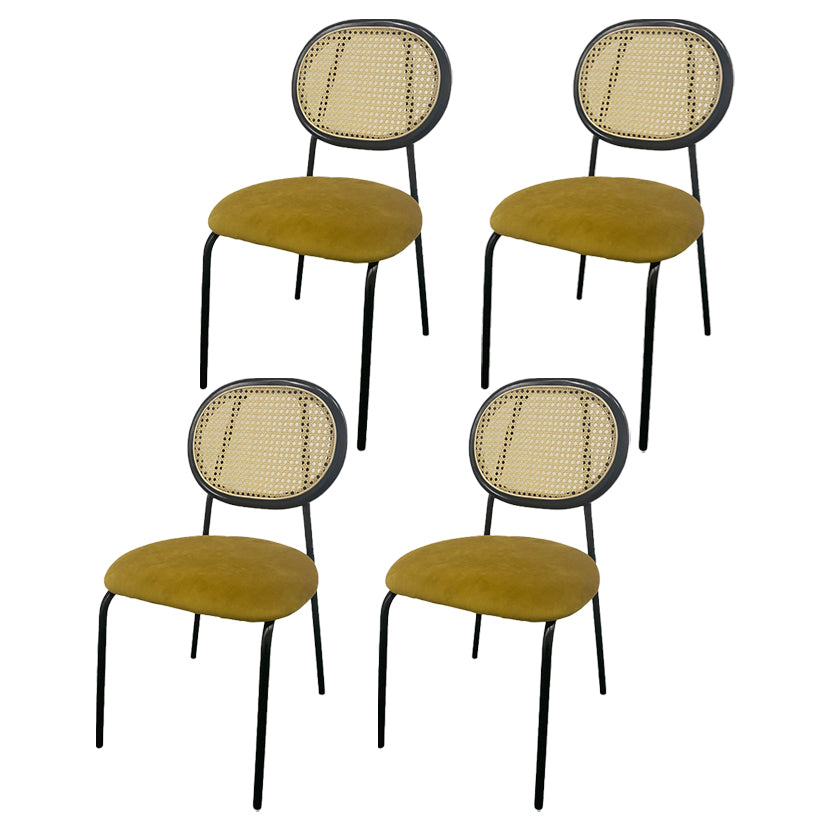 Contemporary Style Metal Chair Set Open Back Dining Room Kitchen Chairs