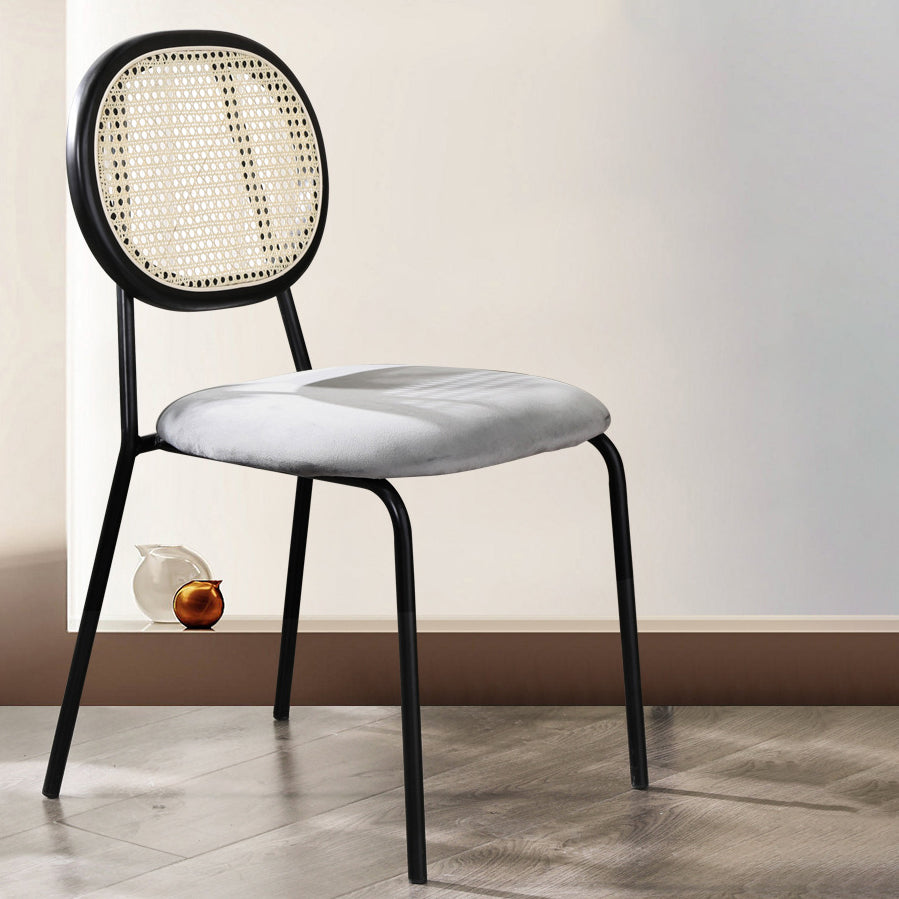 Contemporary Style Metal Chair Set Open Back Dining Room Kitchen Chairs