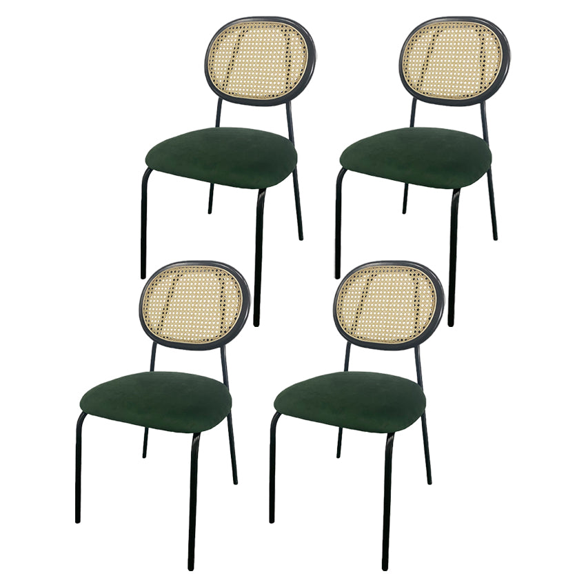 Contemporary Style Metal Chair Set Open Back Dining Room Kitchen Chairs