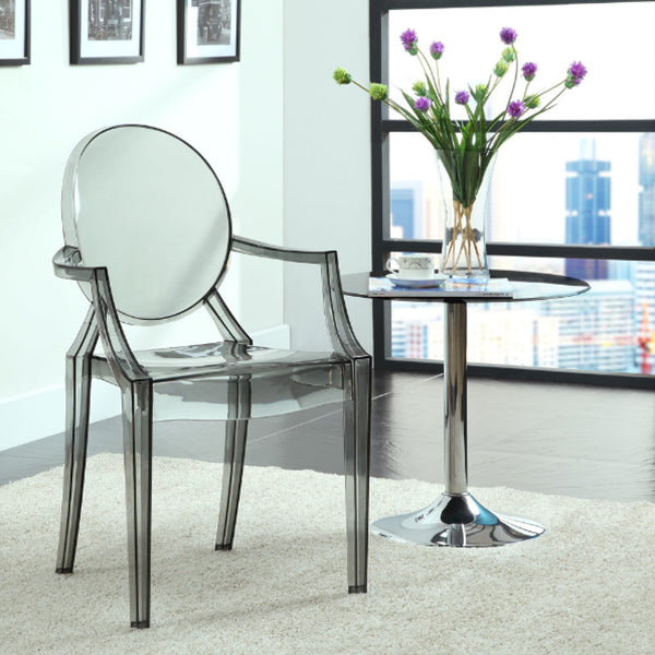 Chaise d'intérieur contemporaine en plastique à dossier ouvert, chaise de salle à manger de 21 pouces de large