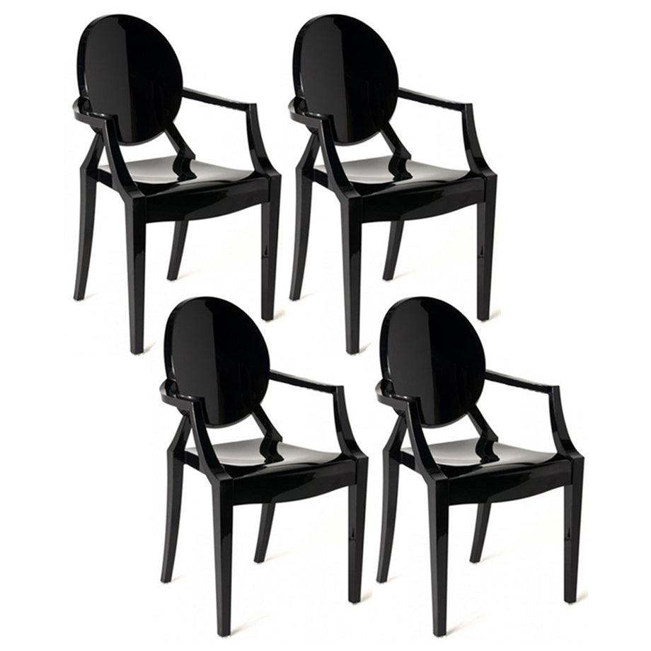 Chaise d'intérieur contemporaine en plastique à dossier ouvert, chaise de salle à manger de 21 pouces de large