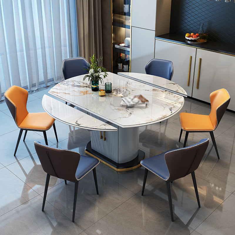 Modern Sintered Stone Dining Room Set with Round Table Space-Saving Design Dining Table Furniture