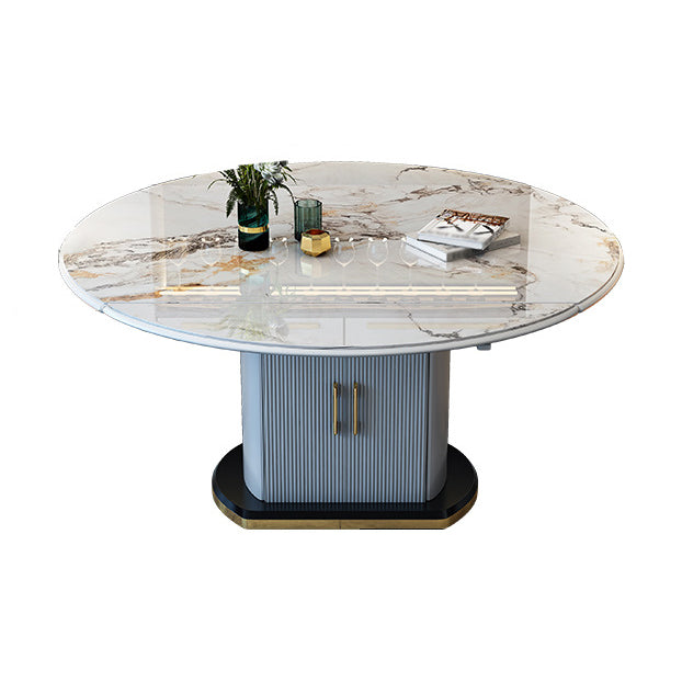 Modern Sintered Stone Dining Room Set with Round Table Space-Saving Design Dining Table Furniture