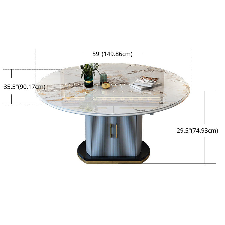 Modern Sintered Stone Dining Room Set with Round Table Space-Saving Design Dining Table Furniture