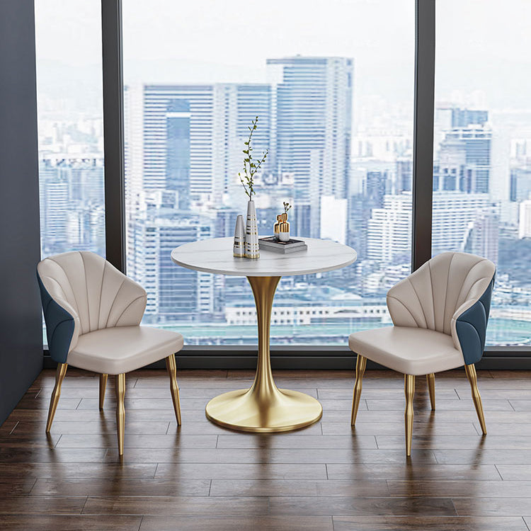 Scandinavian Kitchen Dining Room Set with  Sintered Stone Top and Metal Base Dining Set