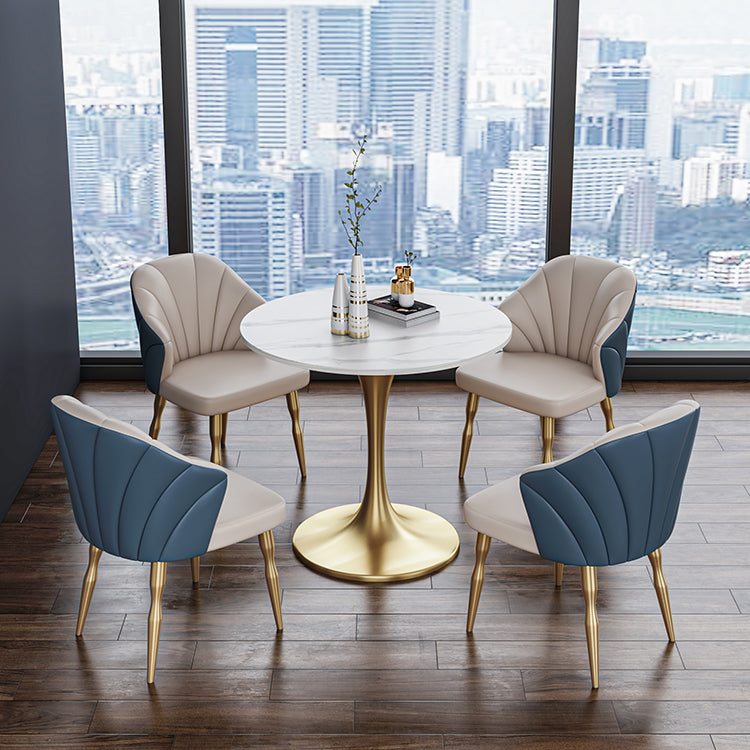 Scandinavian Kitchen Dining Room Set with  Sintered Stone Top and Metal Base Dining Set