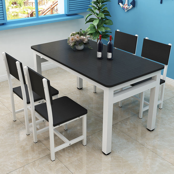 Minimalist Wooden Dining Room Set with White Base Formal Dining Table Furniture