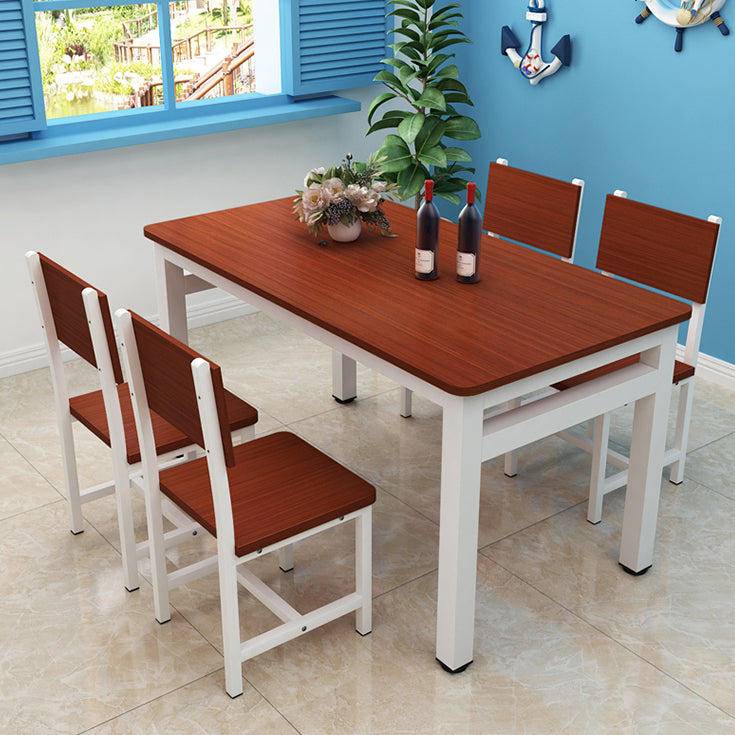 Minimalist Wooden Dining Room Set with White Base Formal Dining Table Furniture