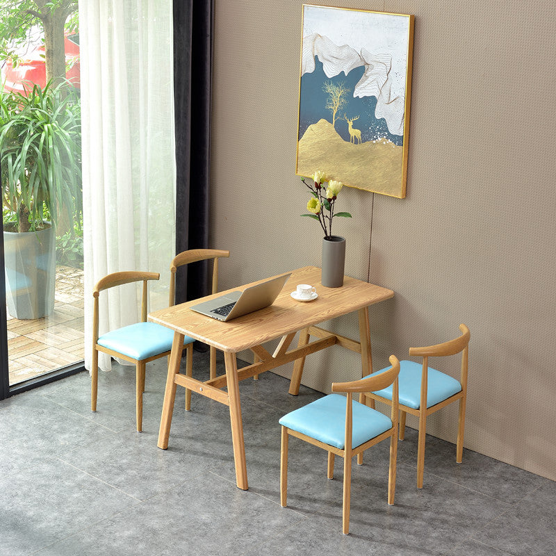 Modern Wooden Dining Room Set with Rectangle Top and Trestle Base Furniture