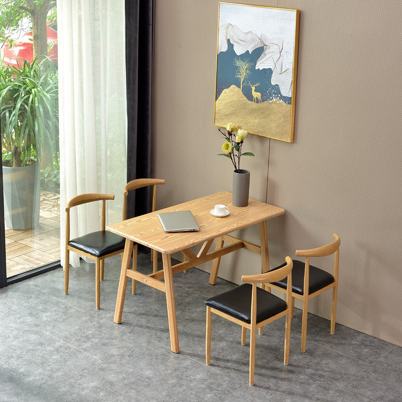 Modern Wooden Dining Room Set with Rectangle Top and Trestle Base Furniture