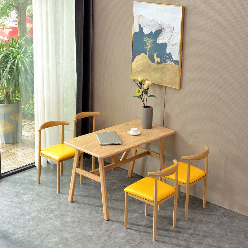 Modern Wooden Dining Room Set with Rectangle Top and Trestle Base Furniture