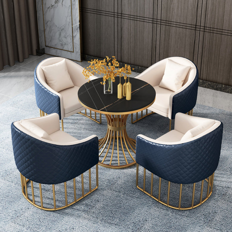 Glam Style Dining Room Set Standard Height with Pedestal Base Dining Furniture