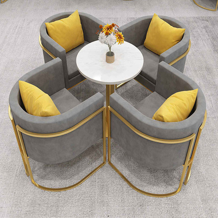 Glam Sintered Stone Dining Table Set with Round Top Pedestal Base Dining Furniture for Home Use