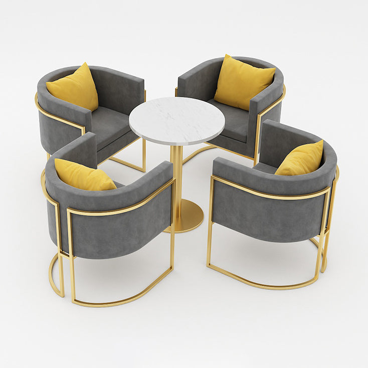 Glam Sintered Stone Dining Table Set with Round Top Pedestal Base Dining Furniture for Home Use