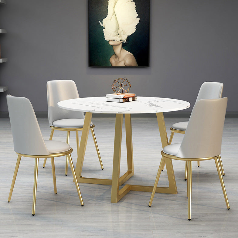 Nordic Sintered Stone Dining Room Set Standard Height with Double Pedestal Base Dining Set