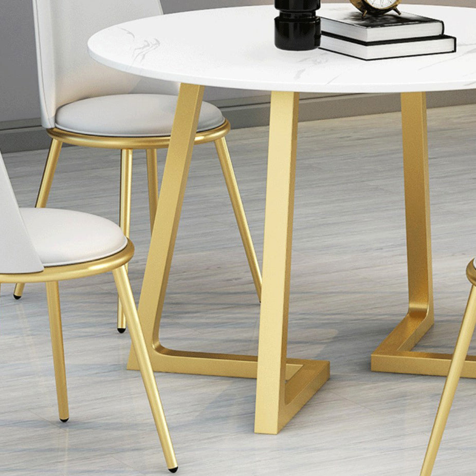 Nordic Sintered Stone Dining Room Set Standard Height with Double Pedestal Base Dining Set