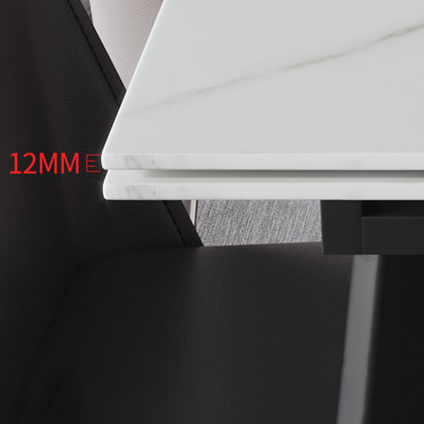 Modern Kitchen Foldable Dining Room Set with  Sintered Stone Top and Black Base Dining Furniture Set