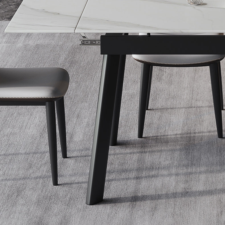 Modern Kitchen Foldable Dining Room Set with  Sintered Stone Top and Black Base Dining Furniture Set