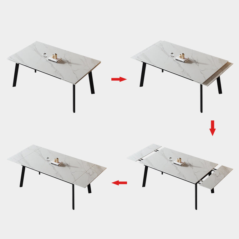 Modern Kitchen Foldable Dining Room Set with  Sintered Stone Top and Black Base Dining Furniture Set