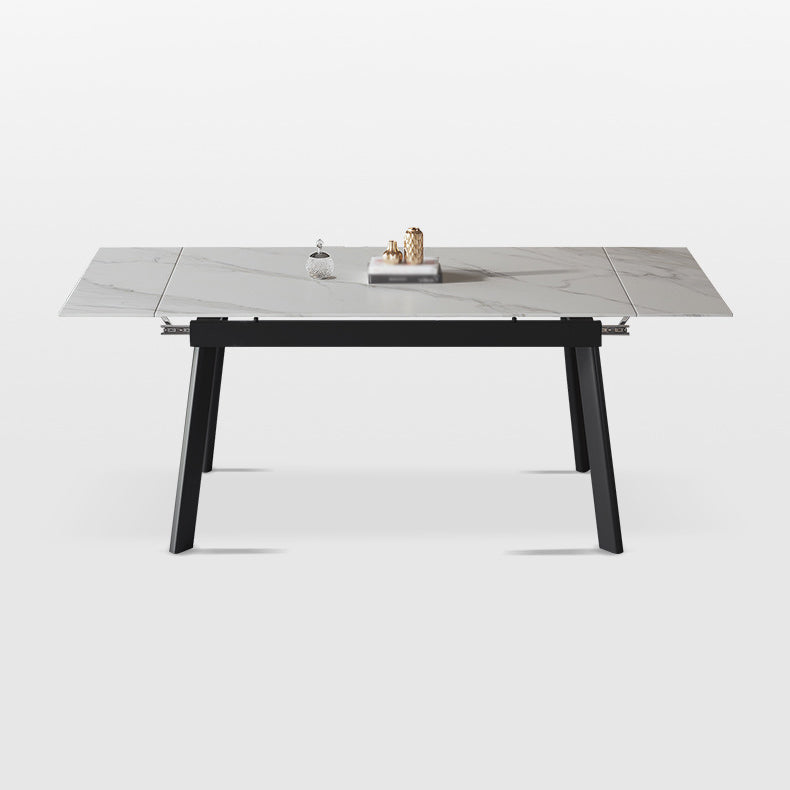 Modern Kitchen Foldable Dining Room Set with  Sintered Stone Top and Black Base Dining Furniture Set