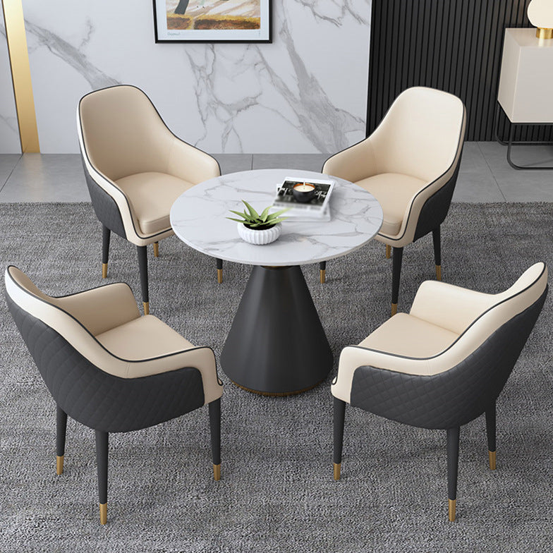 Glam Kitchen Dining Room Set Standard Height with Round Top and Metal Leg Dining Furniture