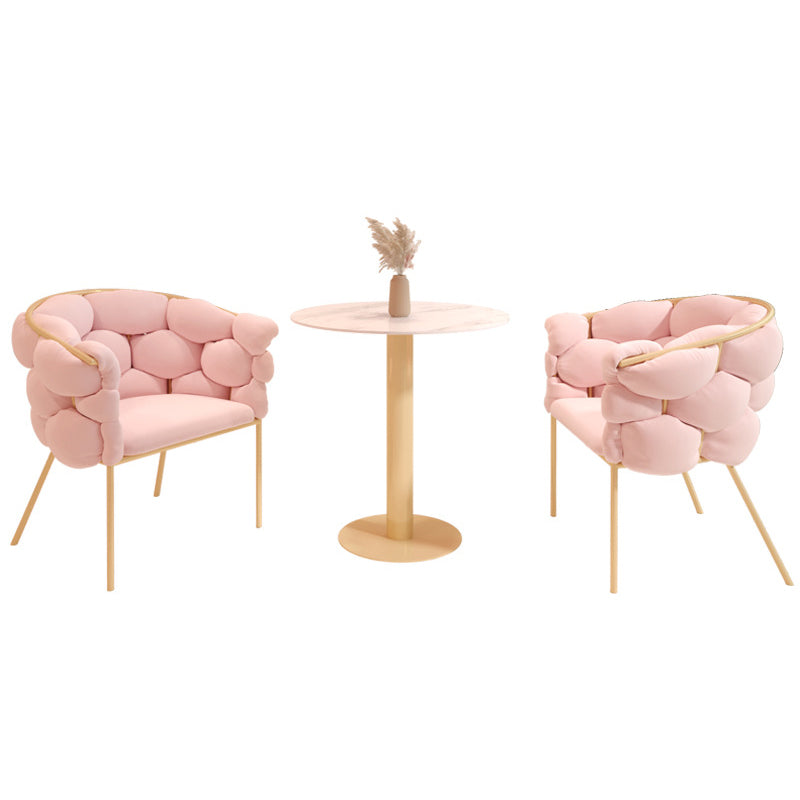 Glam Style Dining Room Set with Round Sintered Stone Top and Pedestal Base Dining Furniture