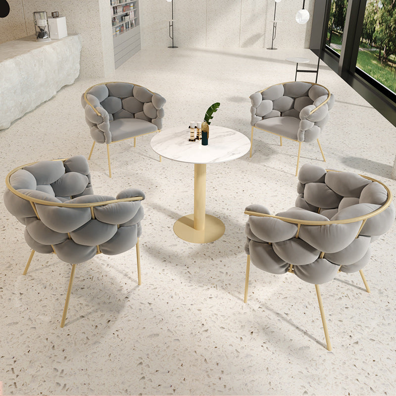 Glam Style Dining Room Set with Round Sintered Stone Top and Pedestal Base Dining Furniture