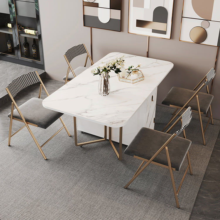 Rectangle Contemporary Sintered Stone Dining Room Set Foldable Dining Furniture for Restaurant
