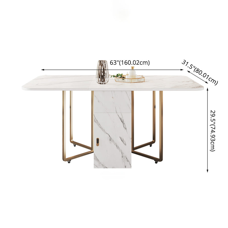Rectangle Contemporary Sintered Stone Dining Room Set Foldable Dining Furniture for Restaurant