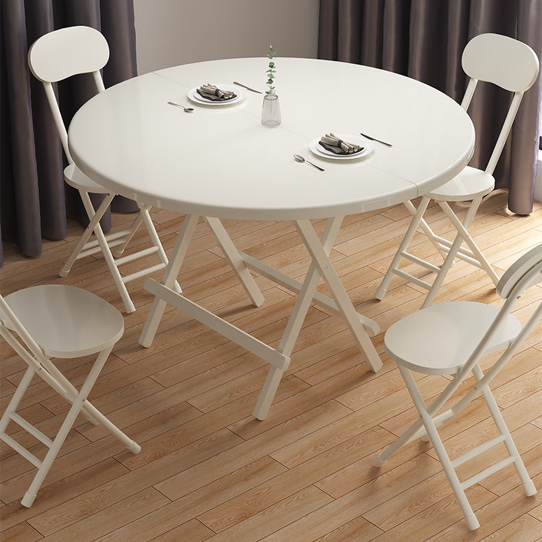 Contemporary Solid Wood Top Dining Room Set with Round Foldable Table Dinette Set