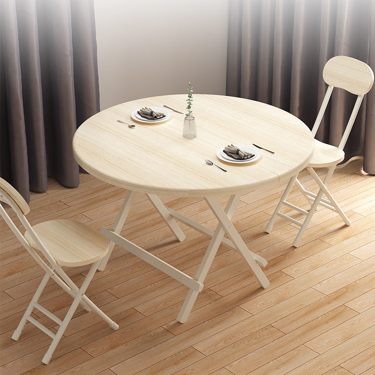 Contemporary Solid Wood Top Dining Room Set with Round Foldable Table Dinette Set