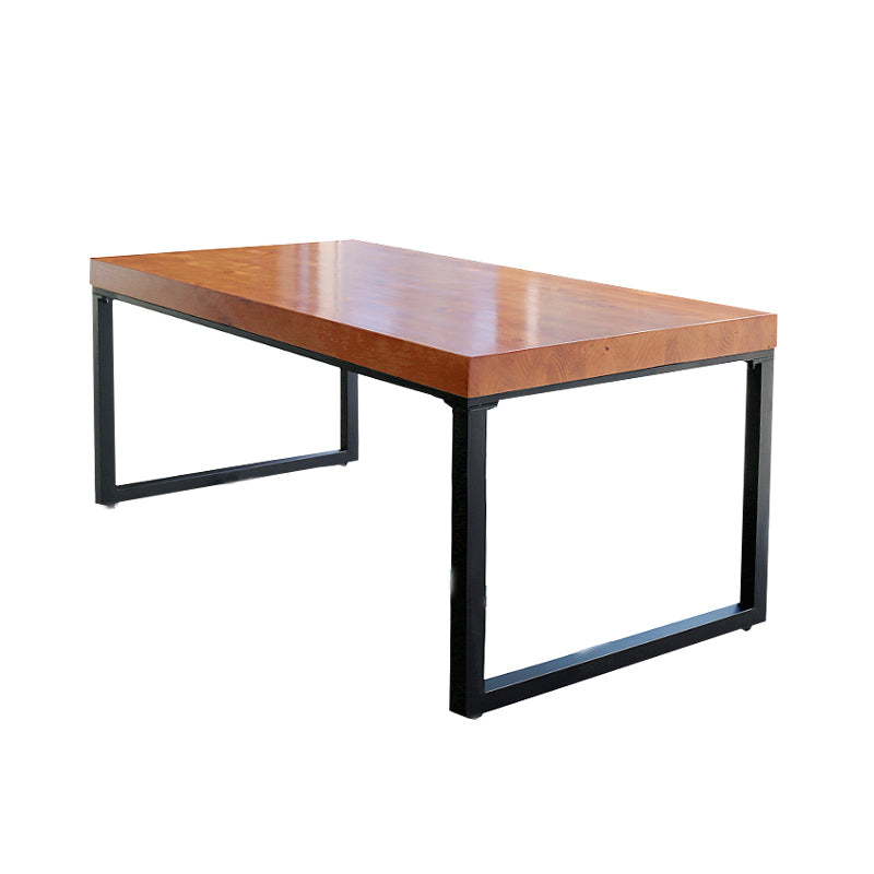 Industrial Solid Wood Top Dining Table Sets with Double Pedestal Base Dining Furniture for Home Use