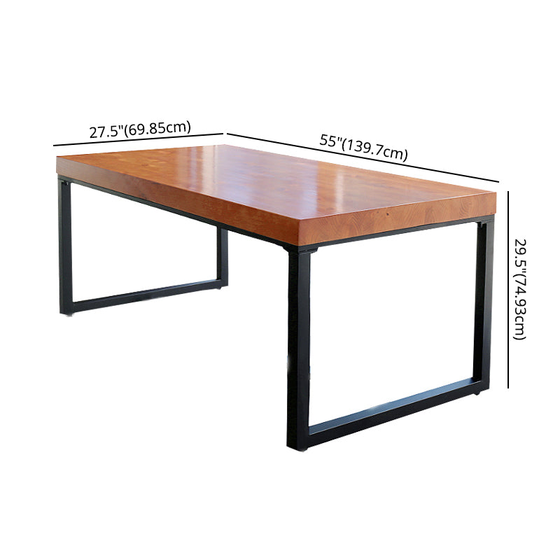 Industrial Solid Wood Top Dining Table Sets with Double Pedestal Base Dining Furniture for Home Use