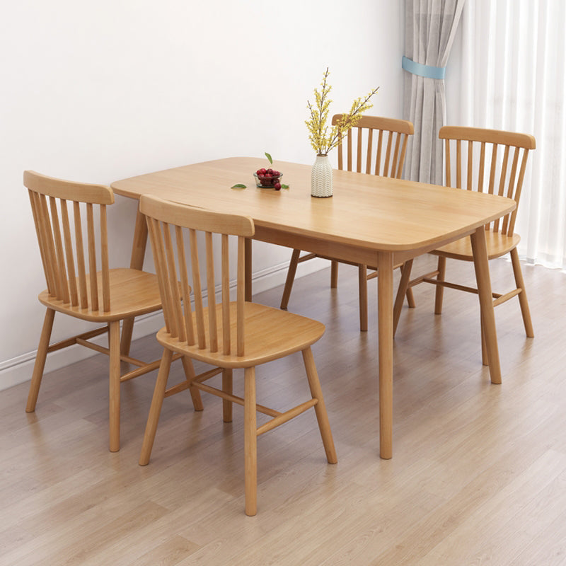 Fixed Wood Top Kitchen Table Set with 4 Legs Base Dining Table Sets for Dining Room