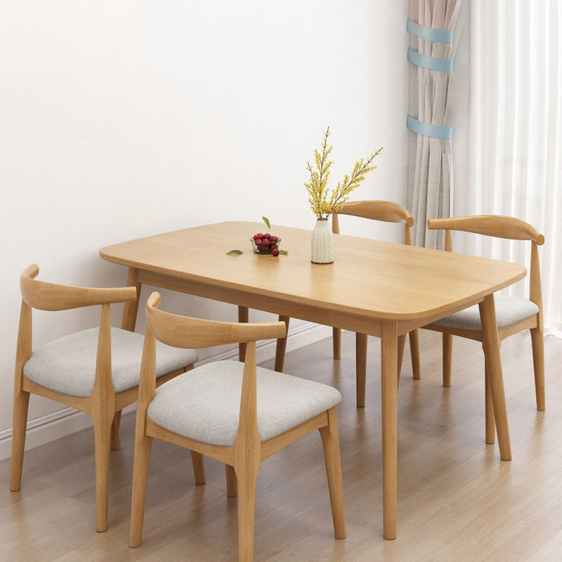 Fixed Wood Top Kitchen Table Set with 4 Legs Base Dining Table Sets for Dining Room