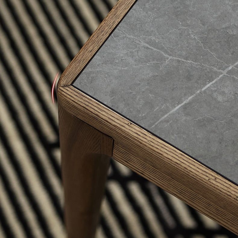 Modern Kitchen Diningset de piedra sinterizado con mesa de comedor base de madera maciza juego de mesa de comedor