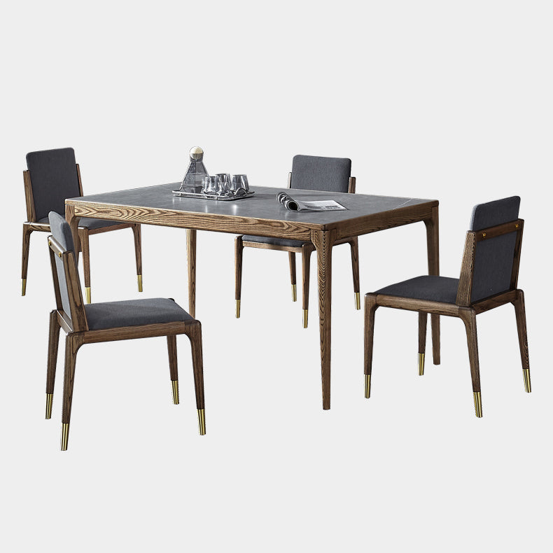 Modern Kitchen Diningset de piedra sinterizado con mesa de comedor base de madera maciza juego de mesa de comedor
