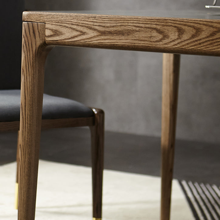 Modern Kitchen Diningset de piedra sinterizado con mesa de comedor base de madera maciza juego de mesa de comedor