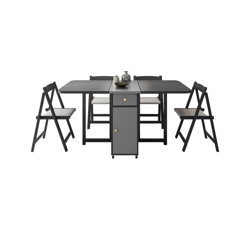Modern Style Traditional Height Dining Set with Drop Leaf Table and Trestle Base for Home Use