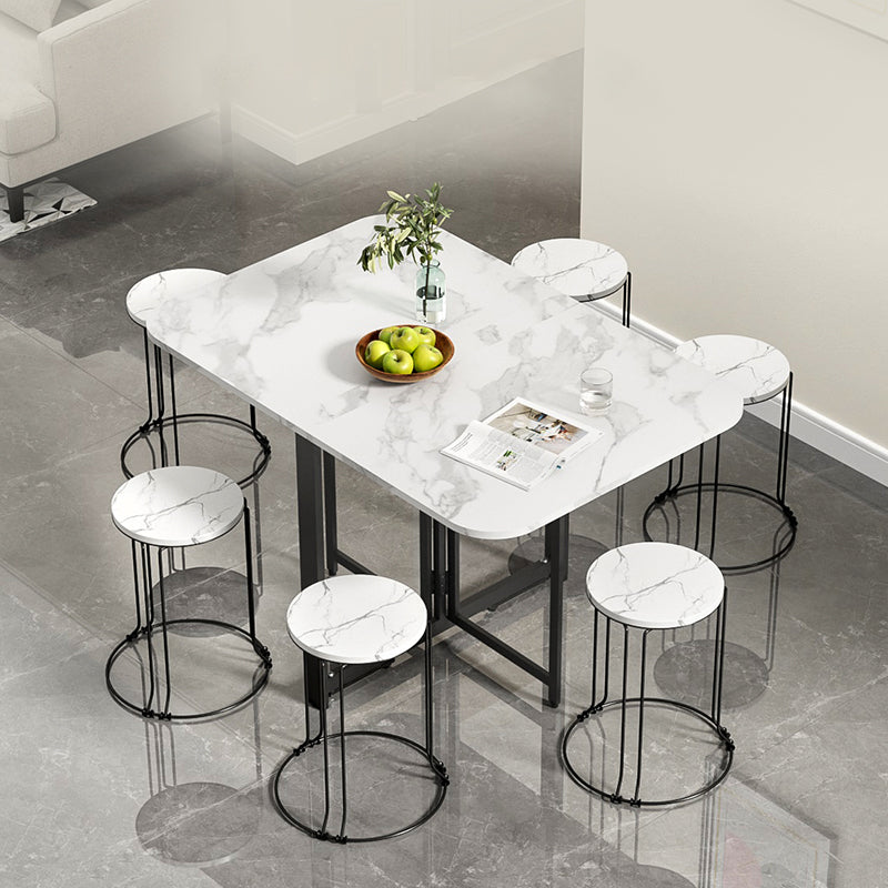 Contemporary Style Traditional Height Dining Set with Foldable Table and Trestle Base