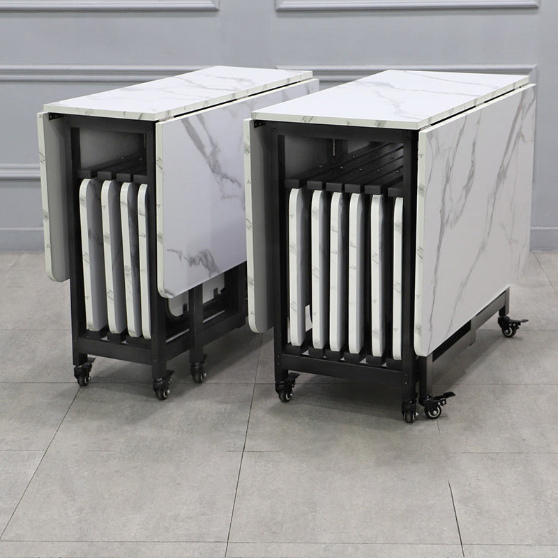 Zeitgenössischer Stil gesinterte Stein Esstisch mit abnehmbarem Blatt und Trestle -Basis