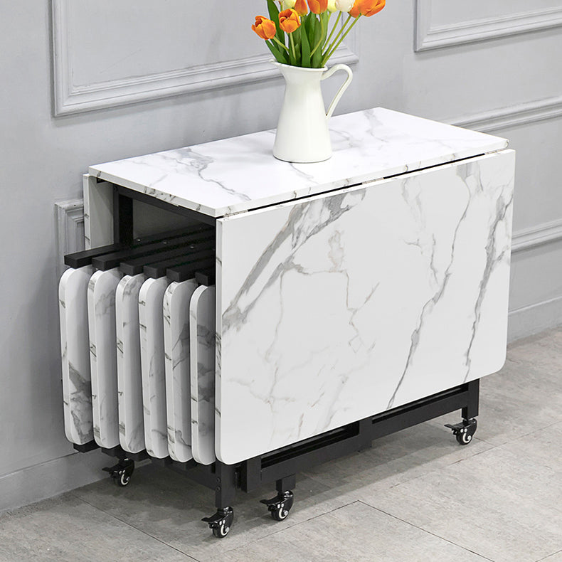 Zeitgenössischer Stil gesinterte Stein Esstisch mit abnehmbarem Blatt und Trestle -Basis