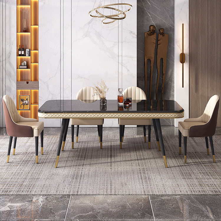 Dining Room Sets Contemporary with Sintered Stone Table and Cushion Chairs
