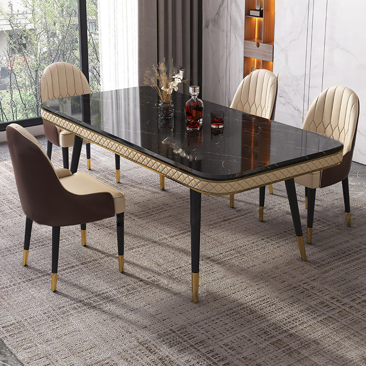 Dining Room Sets Contemporary with Sintered Stone Table and Cushion Chairs