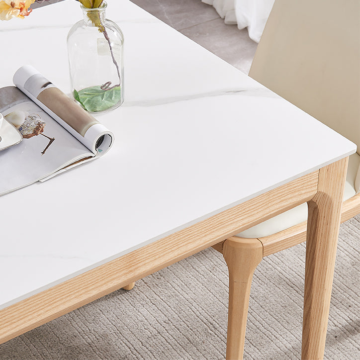 Dining Room Set Minimalist with Solid Wood Table and Upholstered Chairs