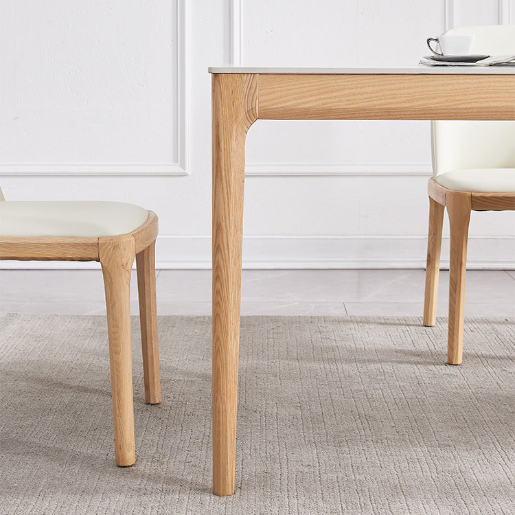 Dining Room Set Minimalist with Solid Wood Table and Upholstered Chairs