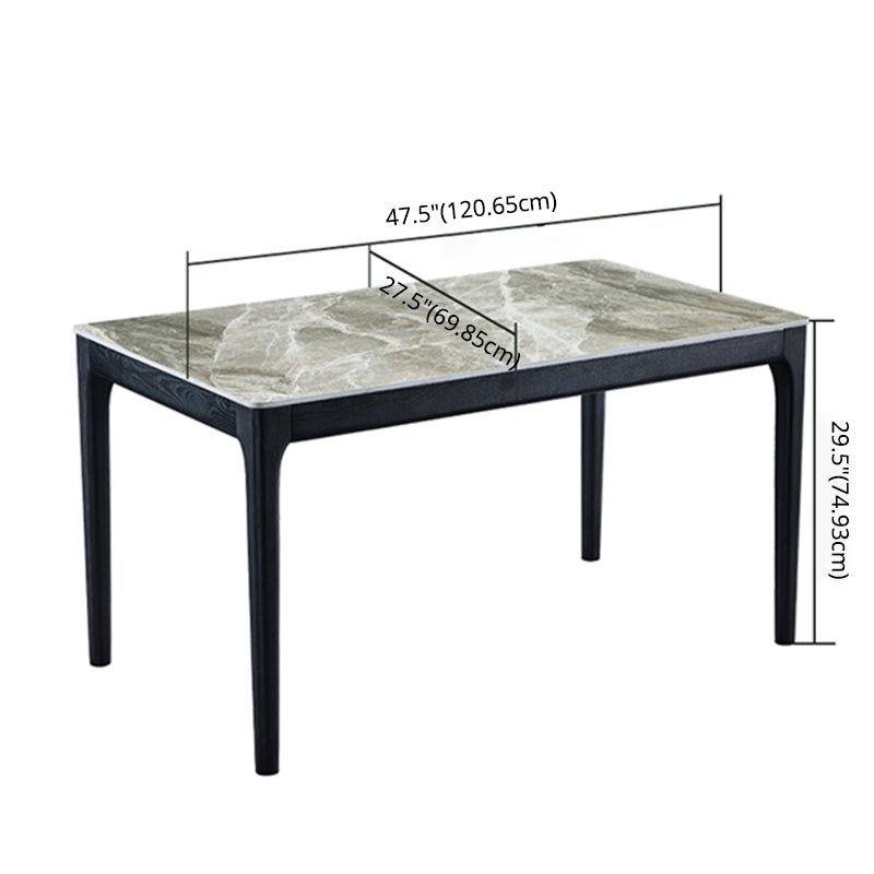 Esstisch im minimalistischen Stil mit Rechteckform -Tisch und gepolsterten Stühlen