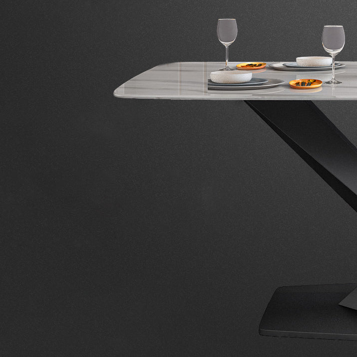 Minimalist Dining Set with Sintered Stone Dining Table and Upholstered Chairs