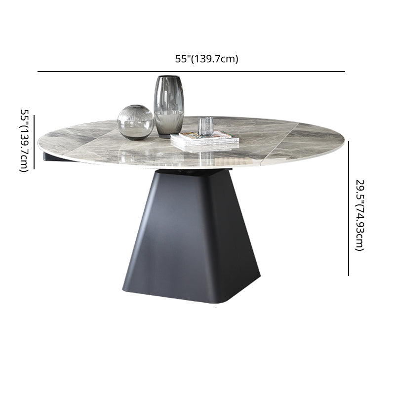 Mesa de comedor de piedra sinterizada redonda plegable de 5/7 con base de comedor nórdico de base de metal para restaurante