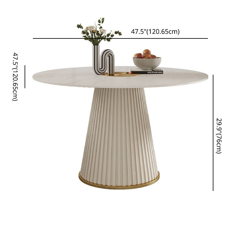Nordic Round Sintered Stone Dining Table for 4/6 with Pedestal Base Dining Setfor Restaurant